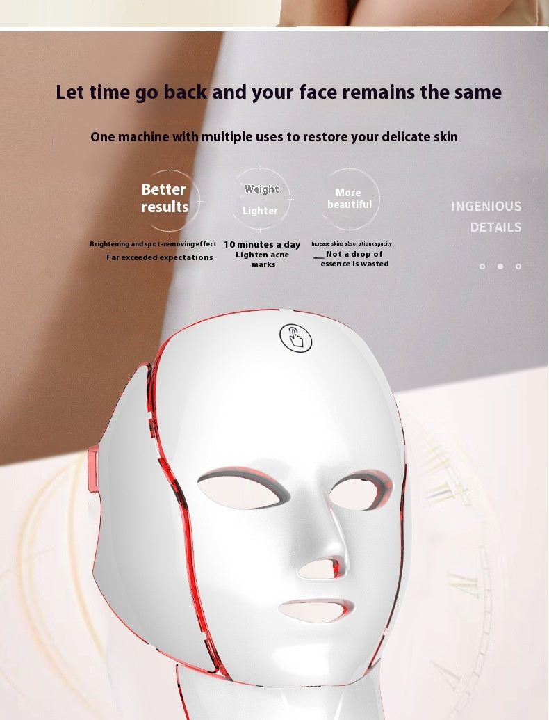 Seven-color Mask Beauty Instrument Household Mask"Rechargeable LED Light Therapy Facial Mask for Skin Rejuvenation – 600mAh, 1–2.5 Hours Use, No Box"