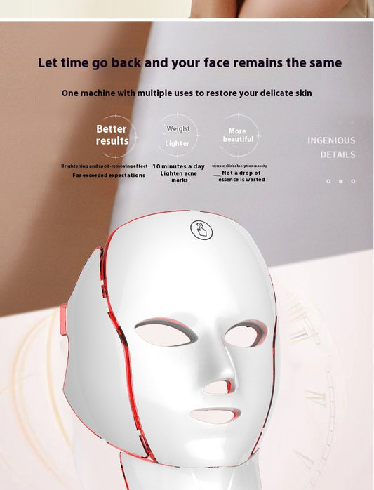 Seven-color Mask Beauty Instrument Household Mask"Rechargeable LED Light Therapy Facial Mask for Skin Rejuvenation – 600mAh, 1–2.5 Hours Use, No Box"