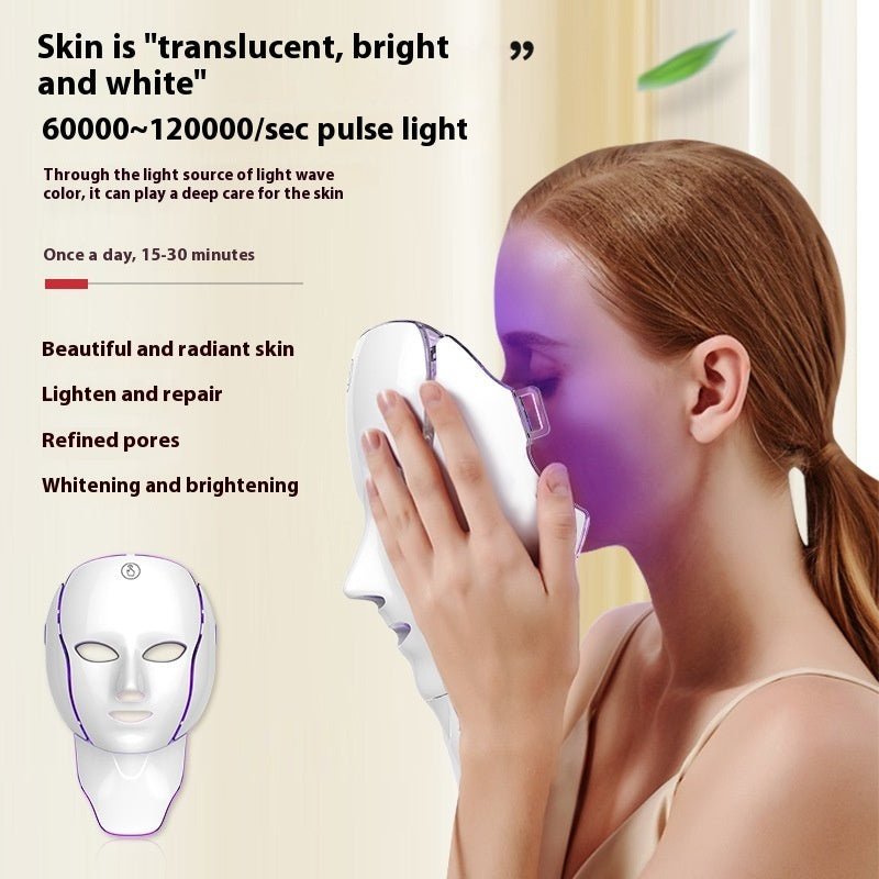 Seven-color Mask Beauty Instrument Household Mask"Rechargeable LED Light Therapy Facial Mask for Skin Rejuvenation – 600mAh, 1–2.5 Hours Use, No Box"