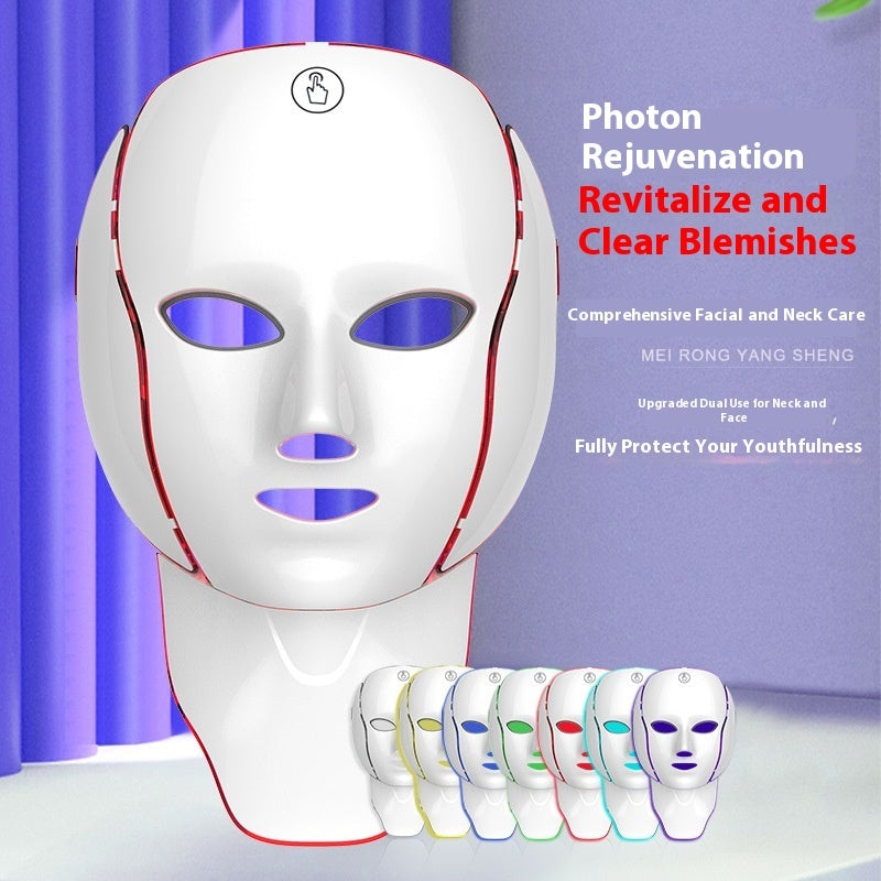 Seven-color Mask Beauty Instrument Household Mask"Rechargeable LED Light Therapy Facial Mask for Skin Rejuvenation – 600mAh, 1–2.5 Hours Use, No Box"